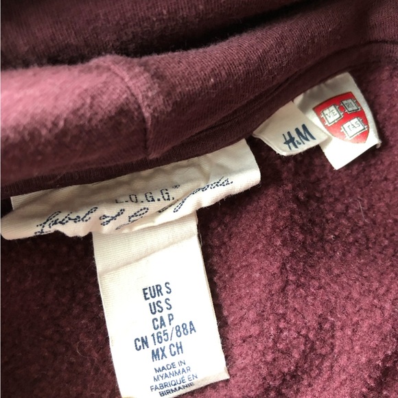 H&M Harvard University Maroon Hoodie Cotton Blend Size S - Picture 8 of 11